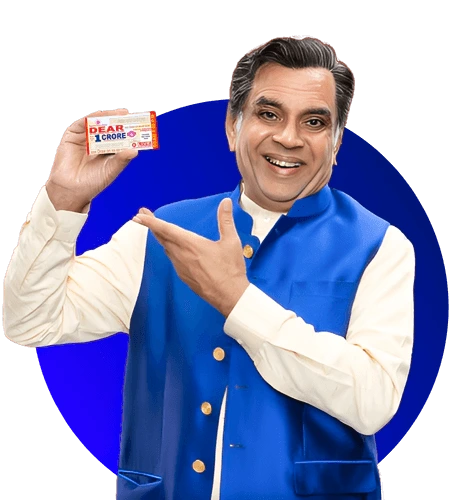 Man holding a Dear Lottery demo ticket